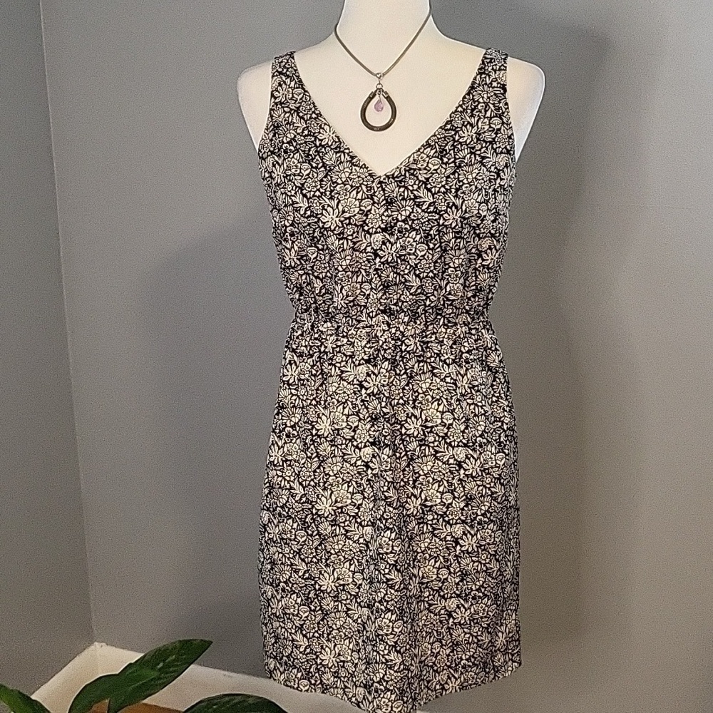 Ann Taylor Loft Polyester Sleeveless V-Neck Elastic Waist Pullover Dress -Size 0